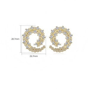 Boucles d'oreilles clous en forme de C, luxueuses et étincelantes, avec feuille de <span class=keywords><strong>laurier</strong></span> et zircone marquise, plaquées or 18 carats, bijoux de déclaration pour femme, mariage - Product Image 6