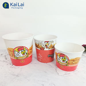 سلة دجاج مقلية ورقية جاهزة للاستعمال مرة واحدة بغطاء مسطح - Product Image 4