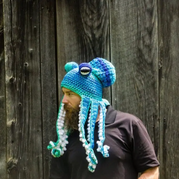 WD-A27 New Design Halloween Party Weird Octopus Head Cover Crochet Octopus Knitted Hats