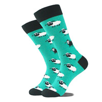 Nieuwe design cartoon ademende zachte katoenen sokken met dierenprint (konijn, vos, kat, fruit, alien, dinosaurus) grappige unisex sokken voor mannen