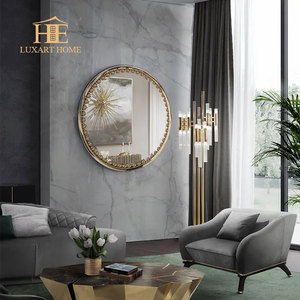 Miroir mural décoratif Art Déco en <span class=keywords><strong>verre</strong></span> avec <span class=keywords><strong>cadre</strong></span> en métal doré, carré, épaisseur 5,0 mm, couleur et taille personnalisables, décoration de luxe pour salon - Product Image 2