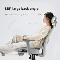 Chaise de bureau ergonomique moderne en tissu avec accoudoirs 3D, confortable pour une longue séance assise à domicile