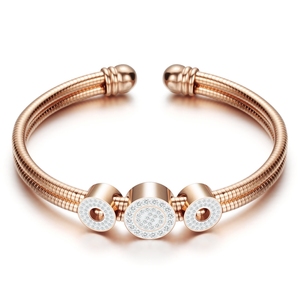 2024 Adjustable Three Colors Stainless Steel Women Jewelry Charm <strong>Bead</strong> Bangle <strong>Bracelet</strong> - Product Image 3