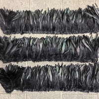 Rollos de Plumas de Gallo Negras de 20-25 cm para Atado de Moscas, Decoraciones de Disfraces para Carnaval y Festivales, Venta al Por Mayor