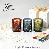 Bougies en verre de luxe personnalisées pour Noël avec mèche en bois, en cire de soja, pour bougies parfumées, coffret cadeau, vente en gros