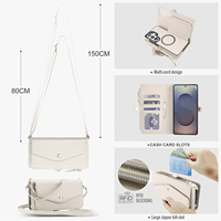 Étui portefeuille antichoc en PU mat pour femme, design mode urbaine, avec bandoulière détachable magnétique pour S26 Ultra/S26+/S25