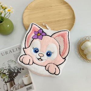 <span class=keywords><strong>Serviette</strong></span> à main en polaire corail tricotée pour enfants, motif lapin et renard de dessin animé, petite <span class=keywords><strong>serviette</strong></span> carrée suspendue pour la <span class=keywords><strong>maternelle</strong></span> et l'école - Product Image 5