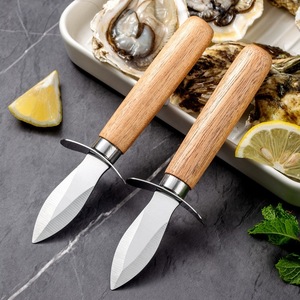 Nouvel outil de barbecue en acier inoxydable couteau à pétoncles avec manche en bois couteau à huîtres - Product Image 2