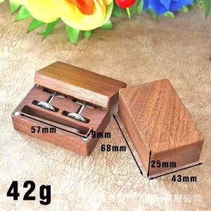 Cufflink Storage <b>Box</b> Wooden Magnetic Lid Men's Tie Clip <b>Earring</b> Jewelry Organizer Solid Color Covered Design - Product Image 4