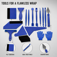 Kit d'outils de pose de film vinyle 21 pièces pour vitres de voiture, film teinté, spatule à feutre, raclette, couteau, étui souple