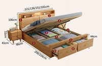 Lit simple ou double nordique 1,8 m couleur bois naturel 1,35 m lit en bois massif avec rangement tiroir haute capacité 1,2 m