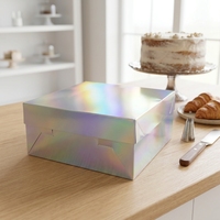 Boîte à gâteau miniature en papier laser de qualité alimentaire, emballage de gâteau en papier holographique, boîte à dessert