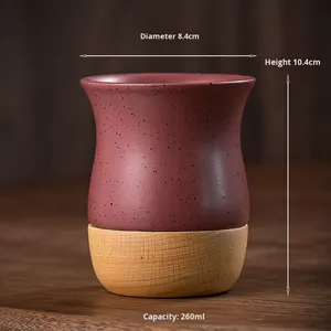 Yerba <span class=keywords><strong>Mate</strong></span> น้ำเต้า8ออนซ์ถ้วยเซรามิกพร้อมขาตั้งไม้ปราศจากสาร BPA ภาชนะใส่ชาแบบชาวอเมริกาใต้ดั้งเดิมสำหรับใช้ในบ้านและคาเฟ่ - Product Image 6