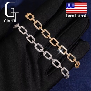 USA Stock New Fashion 6.9mm Hip Hop 925 <strong>Solid</strong> <strong>Silver</strong> Jewelry VVS D Iced Out Moissanite Infinity France <strong>Bracelet</strong> Men - Product Image 2