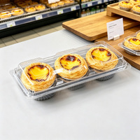 Boîte à tartelettes carrée en PET transparent de qualité alimentaire, épaisseur 1 mm, jetable, 2/3/4 cavités, conteneur de boulangerie, emballage pour tartelettes, pâtisseries, muffins, avec couvercle
