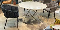 Table à manger en marbre blanc de luxe Fashional design en verre rond pour salon couleur dorée meubles de maison