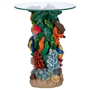 Polyresin/ Resin coffee tables The Great Barrier Reef Glass-Topped Table, Multicolored