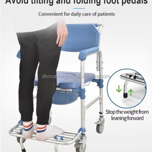 <b>Folding</b> Medical Equipment Shower <b>Commode</b> Chair <b>Commode</b> Toilet Chair Foldable Bedside <b>Commode</b> Chair for Elderly With Wheel Toilet - Product Image 5