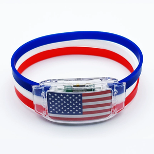 Bracelets promotionnels en silicone LED avec logo personnalisé, motif drapeau de football mondial 2026, sérigraphiés style art populaire, pour événements - Product Image 6