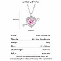 Colliers en forme de cœur Dan Jewelry, collier avec pendentif en argent sterling 925, avec flèche en zircone cubique rose 5A