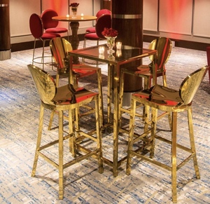 Tabourets de bar de mariage en métal <span class=keywords><strong>doré</strong></span> de luxe avec coussin de siège - Product Image 1