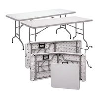 Table de banquet pliable en plastique, portable, rectangulaire, pour mariage, dîner, événement extérieur, hôtel, fête