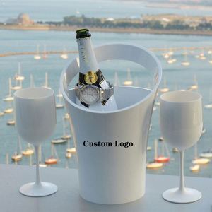 Seau à glace impérial vintage blanc de luxe avec logo personnalisé imprimé pour vin et champagne - Product Image 2