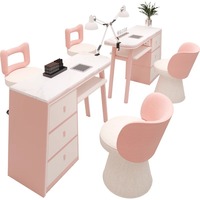 Ensemble table et chaise de manucure design moderne Mason avec plateau en marbre, prise pour aspirateur intégrée, fonctionnalités personnalisables pour salon de manucure