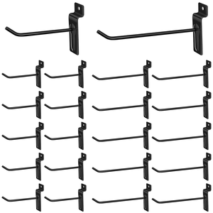 Supports de Présentation Réglables Noirs en Métal pour Panneaux Rainurés (Slatwall) et Étagères en Verre – Crochets et Accroches pour Supermarchés – Prix Abordable - Product Image 5
