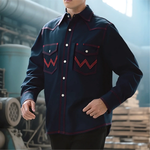 Camicia da <span class=keywords><strong>Lavoro</strong></span> Personalizzata <span class=keywords><strong>in</strong></span> Stile Occidentale, Cotone Ignifugo con Bottoni <span class=keywords><strong>in</strong></span> Metallo, Resistente alle Fiamme, Cat2/NFPA2112 - Product Image 2