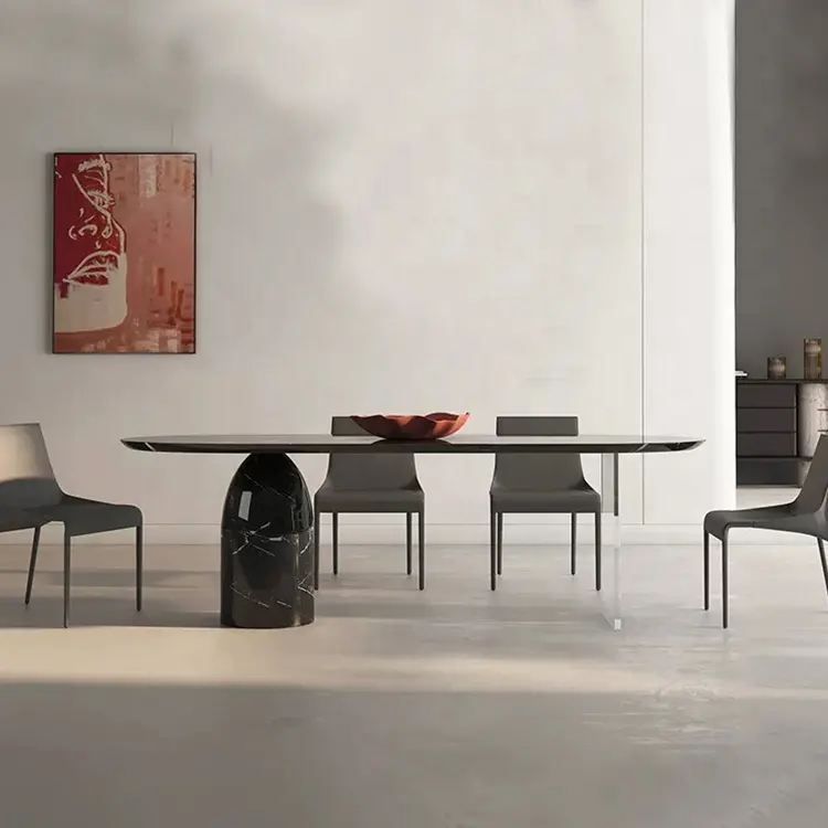 O projeto original 6 seater marble dining table projeta a tabela de jantar moderna luxuosa acrílica do pé