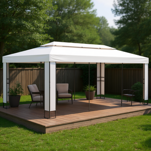 Pergola extérieure contemporaine à double toit blanc 9,8'x19,6' avec structure en aluminium - Product Image 2