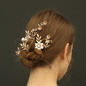 Exquisite High-End <strong>Wedding</strong> Jewelry Elegant Alloy Leaf Flower Bridal <strong>Hair</strong> <strong>Pin</strong> with Pearl Crystal - Product Image 4