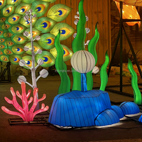 Maßgefertigte 5m Leuchtende Fisch-Laterne Seetang-Quallen Riesige Beleuchtete Dekoration Großes Aquarium Outdoor-Installation