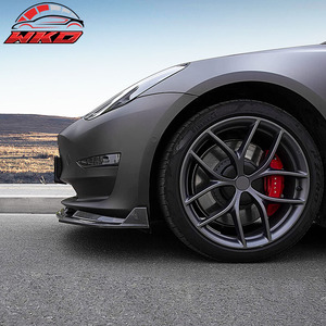 Pour Tesla Model 3 2017-2023, lèvre de pare-chocs avant, kit de séparateur 3 pièces en PP, imprimé fibre de carbone, kit de carrosserie de haute qualité - Product Image 3