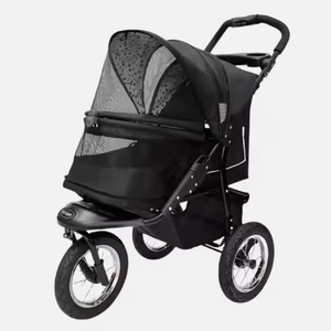 Poussette à trois roues élégante JXB pour la course à pied avec les chiens, poussette pour animaux de compagnie pour chiens de taille moyenne, roue avant pivotante et verrouillable - Product Image 1