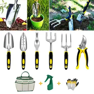 Hgt08a conjunto de ferramentas, conjunto de ferramentas para jardim, 8 peças, design de flores, ferramenta de jardinagem com bolsa