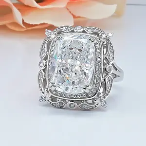 Anel de prata esterlina S925 para casamento, joia de alta qualidade brilhante de nível 5A para mulheres, joia de luxo por atacado
