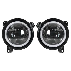 Sempurna 2023 lampu depan model baru super terang 80W lampu depan otomatis 9 inci lampu depan LED RGB untuk Jeep wrangler JL