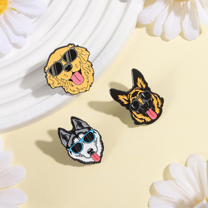 Broches de Esmalte con Diseño de Perros Golden Retriever, Pastor Alemán y Husky, con Lentes de Sol, Joyería, Regalo - Product Image 2