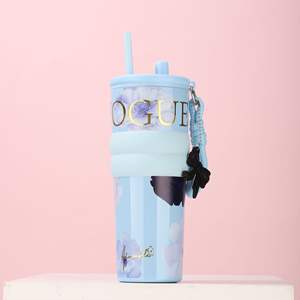 แก้วน้ำเก็บความร้อนสแตนเลสแบบพกพา รุ่นใหม่ ปี 2026 ลายดอกไม้ ดีไซน์รักษ์โลก เก็บอุณหภูมิได้นานกว่า 24 ชั่วโมง - Product Image 3