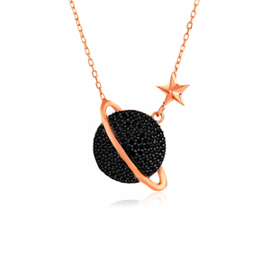 Nuevo Collar con Colgante de Plata de Ley 925 con Circonita Negra, Bañado en Oro y Rodio, Antialérgico, para Bodas y Fiestas - Product Image 2