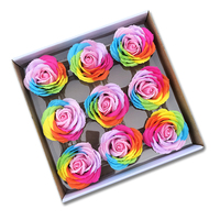 Vente en gros de bouquets parfumés pour la décoration de la maison de mariage fleurs immortelles 9pcs artificielles 7 couleurs rose géante arc-en-ciel fleur de savon