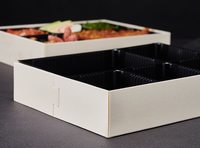 Boîte à bento jetable en papier biodégradable avec couvercle transparent en PET, conteneur alimentaire à compartiments multiples pour plats à emporter