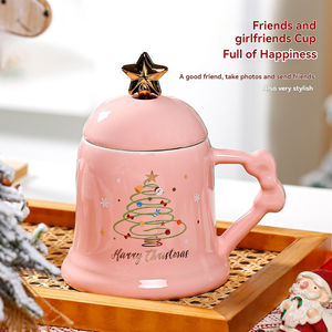 Nuevas Tazas de Cerámica con Diseño de Árbol de Navidad, Regalos Navideños de Alta Gama con Cucharas Incluidas, Tazas, Tazas de Agua para Parejas de Oficina - Product Image 2