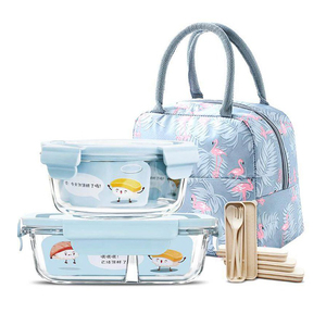 eco friendly microwave airtight Meal Prep plastic Glass tiffin bpa free bento lunch box with dividers