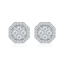 Pendientes de Moissanita con Diseño Octogonal y Micro Pavé, Plata de Ley 925, Estilo Iced Out, para Hombre y Mujer, Joyería Hip Hop