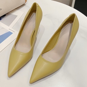 Zapatos de tacón de aguja sin cordones puntiagudos hechos a mano de alta calidad importados/de cuero con punta cerrada para mujer - Product Image 6