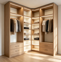 Armoire de chambre en bois moderne et durable avec portes, idéale pour chambre, hôtel, salon, dressing, style d'angle contemporain