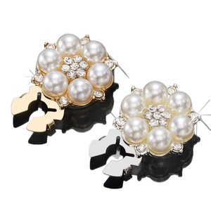 Boutons de manchette plaqués écologiques de luxe en perles et strass pour femmes, accessoires de robe, vente en gros - Product Image 5